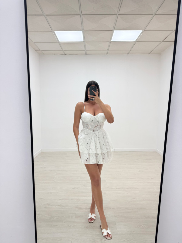 VESTIDO PERFORADO BLANCO