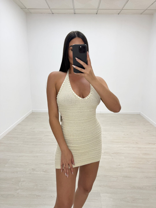 VESTIDO MINI CROCHET BEIGE VESTIDO MINI CROCHET BEIGE