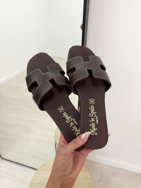 PALAS HERMES PESPUNTE MARRÓN (100% PIEL)