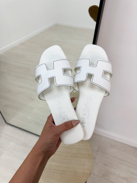 PALAS HERMES PESPUNTE BLANCAS (100% PIEL)
