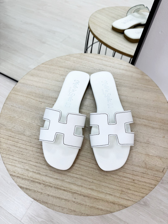 PALAS HERMES PESPUNTE BLANCAS (100% PIEL)