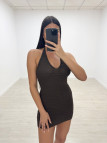 VESTIDO MINI CROCHET MARRÓN