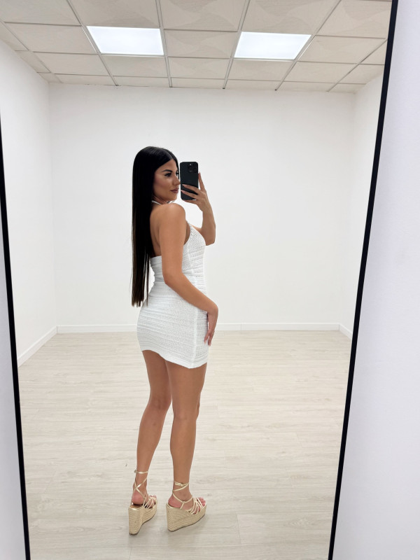 VESTIDO MINI CROCHET BLANCO