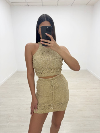 CONJUNTO TRICOT DORADO