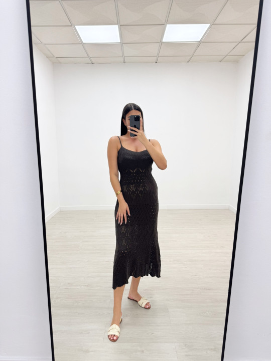 VESTIDO CROCHET MARRÓN