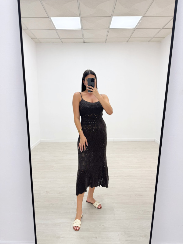 VESTIDO CROCHET MARRÓN