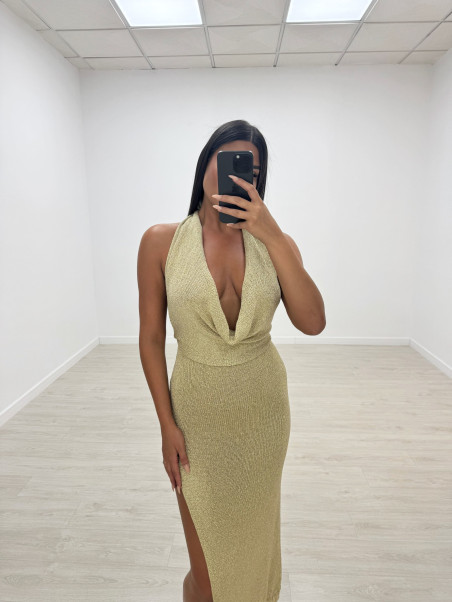 VESTIDO SAMIA LARGO DORADO