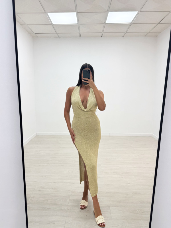 VESTIDO SAMIA LARGO DORADO