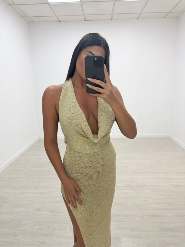 VESTIDO SAMIA LARGO DORADO