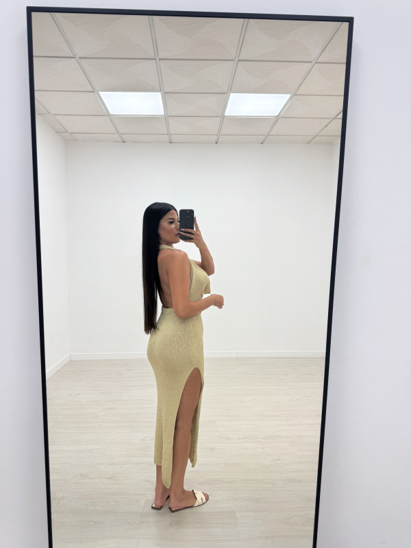 VESTIDO SAMIA LARGO DORADO