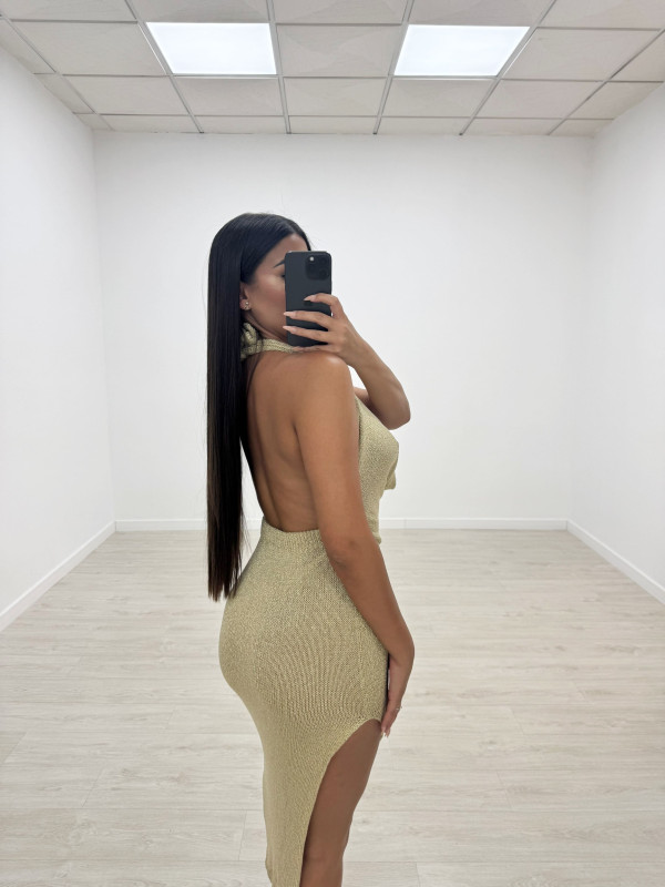 VESTIDO SAMIA LARGO DORADO