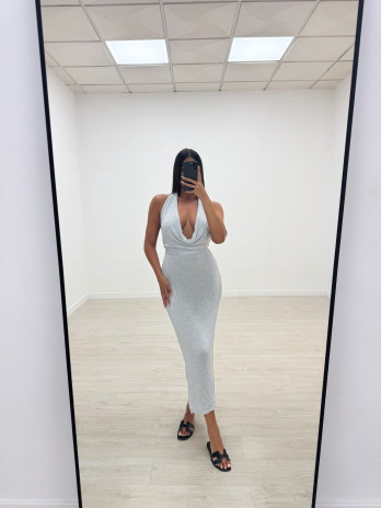 VESTIDO SAMIA LARGO PLATA