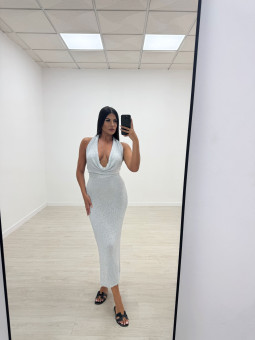 VESTIDO SAMIA LARGO PLATA