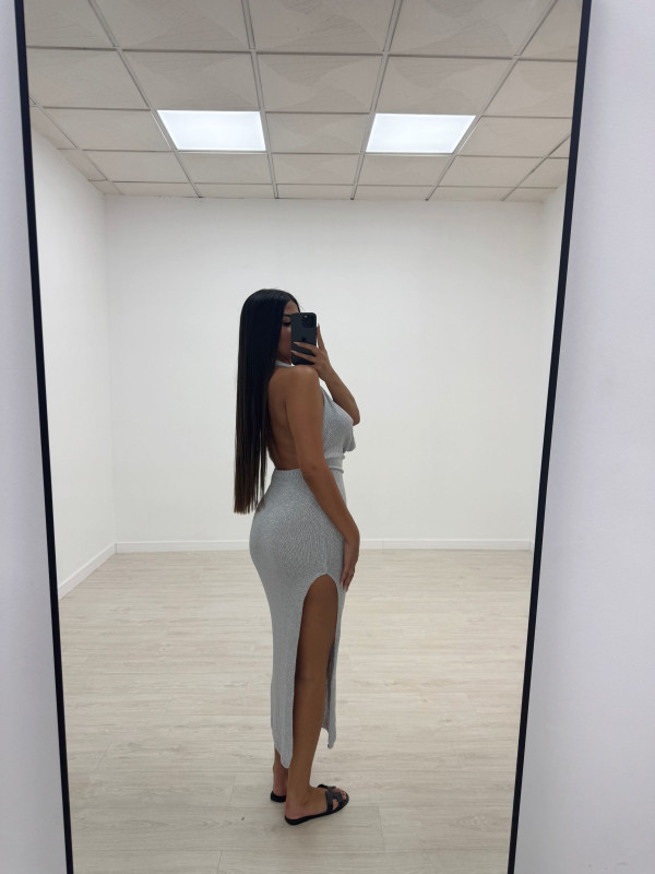 VESTIDO SAMIA LARGO PLATA