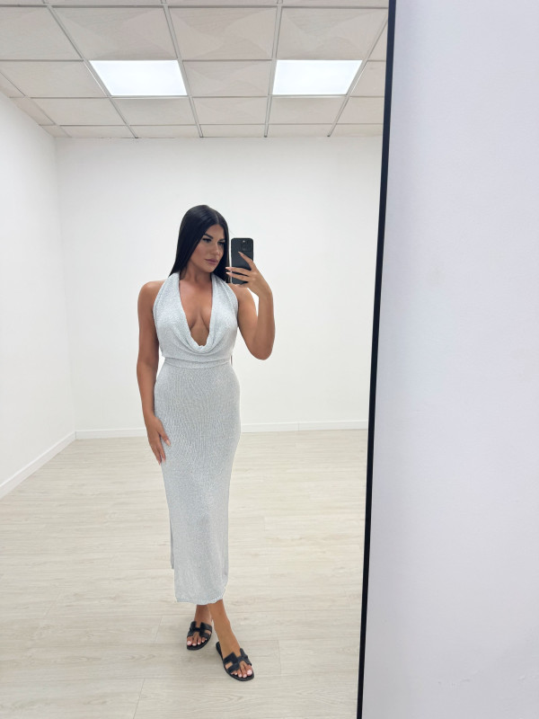 VESTIDO SAMIA LARGO PLATA
