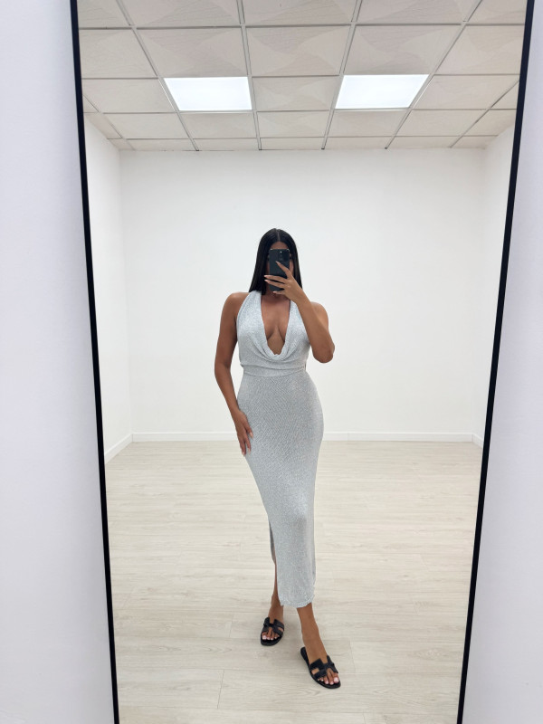 VESTIDO SAMIA LARGO PLATA