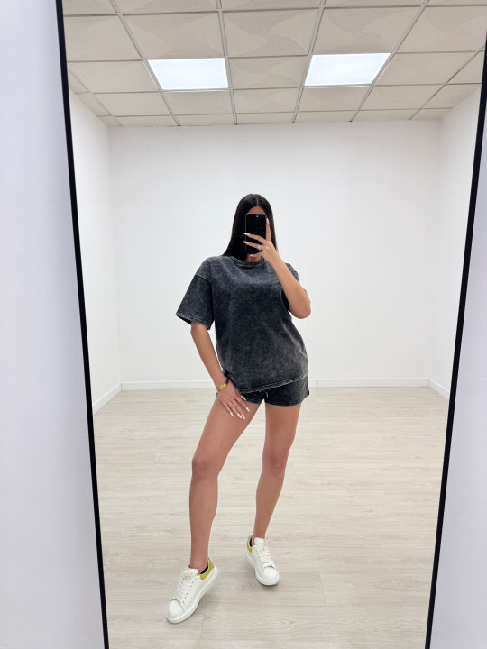 CONJUNTO BERMUDA LAVADO BRILLO GRIS