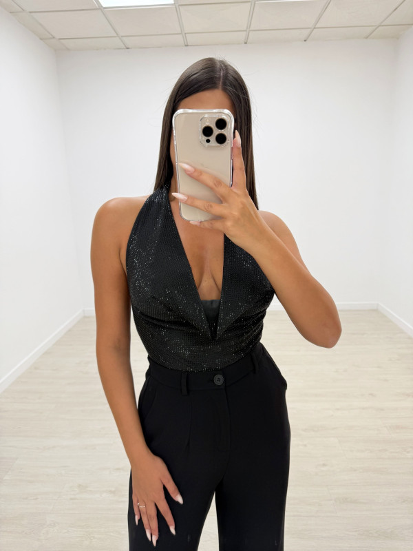 BODY HALTER BRILLO NEGRO