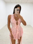 VESTIDO ENCAJE HALTER ROSA