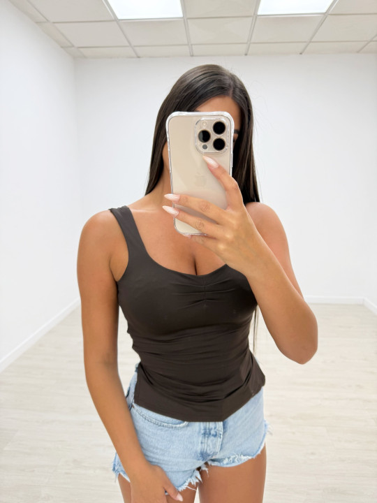 TOP BASIC LICRA MARRÓN