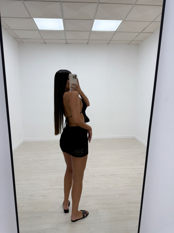 VESTIDO/MONO HALTER ENCAJE NEGRO