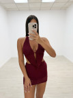 VESTIDO/MONO HALTER ENCAJE BURDEOS VESTIDO/MONO HALTER ENCAJE BURDEOS