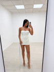 VESTIDO MINI TUL LAZADAS BLANCO
