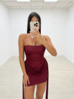 VESTIDO MINI TUL LAZADAS BURDEOS VESTIDO MINI TUL LAZADAS BURDEOS