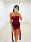 VESTIDO MINI TUL LAZADAS BURDEOS VESTIDO MINI TUL LAZADAS BURDEOS