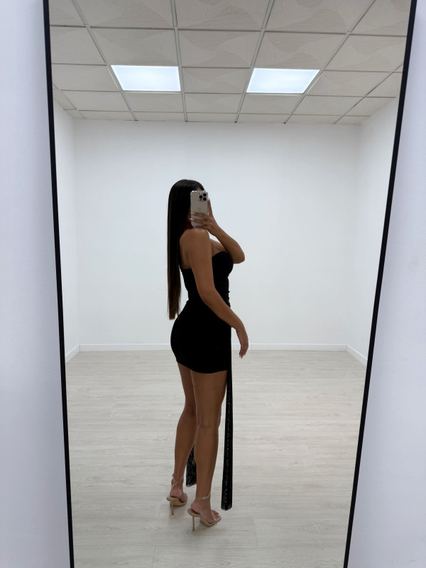 VESTIDO MINI TUL LAZADAS NEGRO