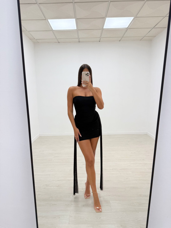 VESTIDO MINI TUL LAZADAS NEGRO