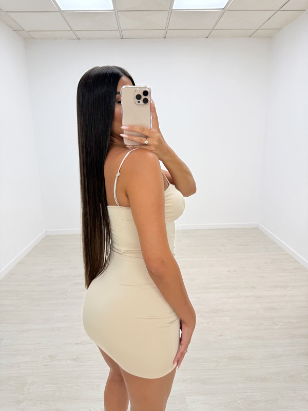 VESTIDO MINI LICRA BEIGE