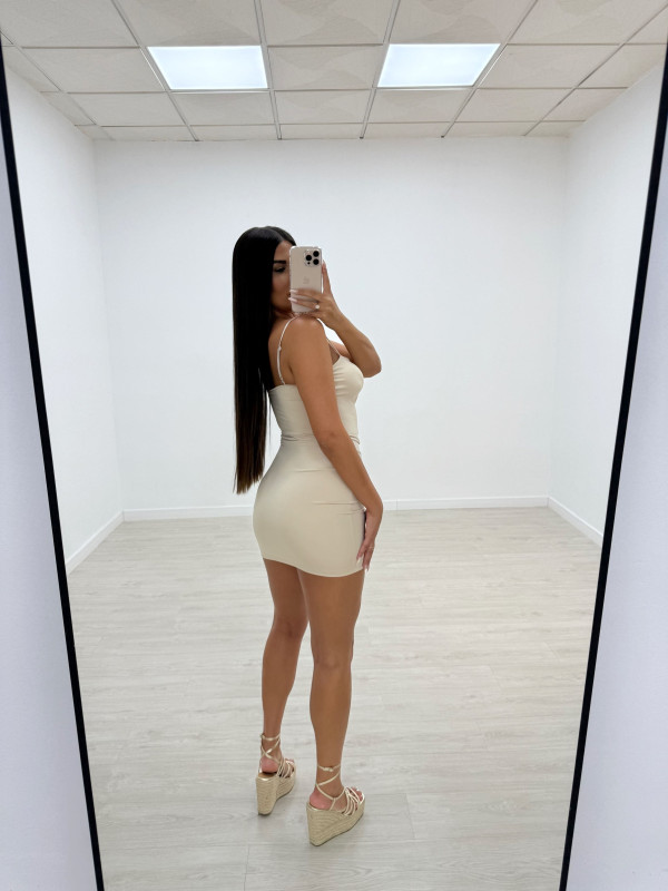 VESTIDO MINI LICRA BEIGE