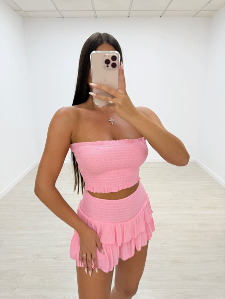 CONJUNTO FALDA BANDA ROSA