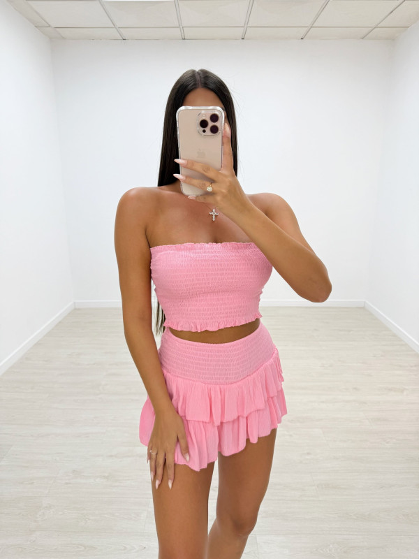CONJUNTO FALDA BANDA ROSA