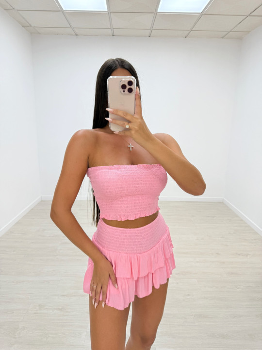 CONJUNTO FALDA BANDA ROSA