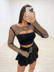 TOP CROP BRILLO NEGRO TOP CROP BRILLO NEGRO