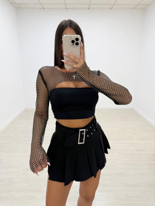 TOP CROP BRILLO NEGRO TOP CROP BRILLO NEGRO
