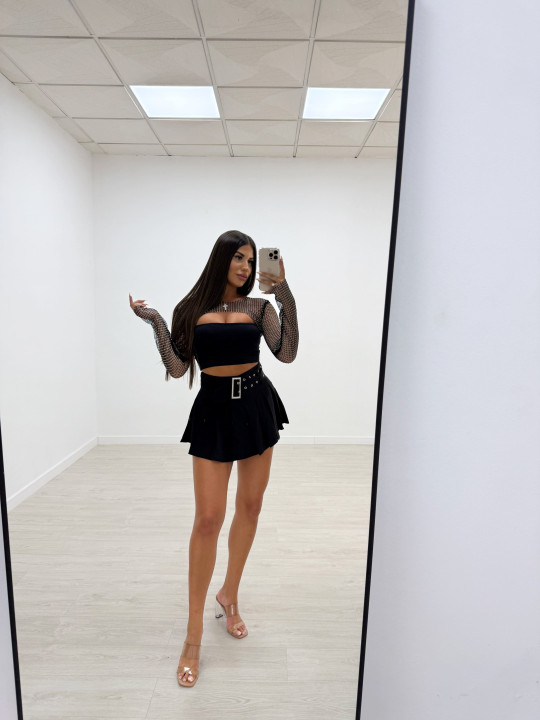 TOP CROP BRILLO NEGRO TOP CROP BRILLO NEGRO
