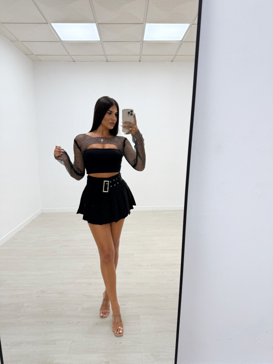 TOP CROP BRILLO NEGRO TOP CROP BRILLO NEGRO