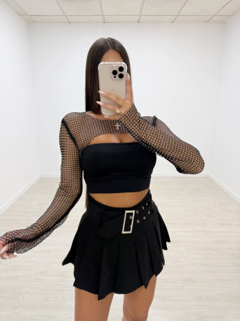 FALDA TABLAS NEGRA + CINTURÓN MAXI