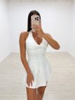 VESTIDO MINI VUELVO HALTER BLANCO