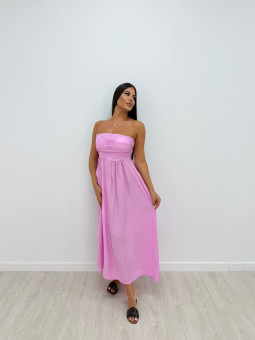 VESTIDO LARGO PALABRA DE HONOR ROSA