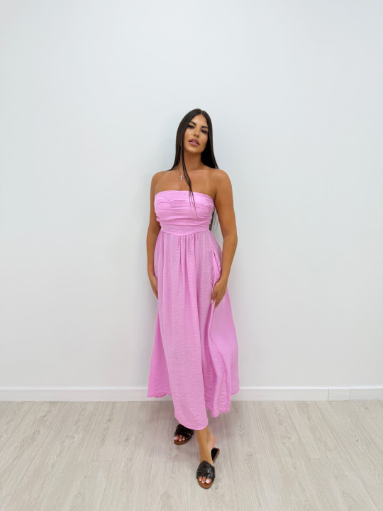 VESTIDO LARGO PALABRA DE HONOR ROSA