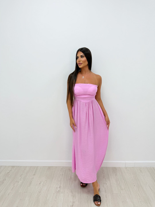 VESTIDO LARGO PALABRA DE HONOR ROSA