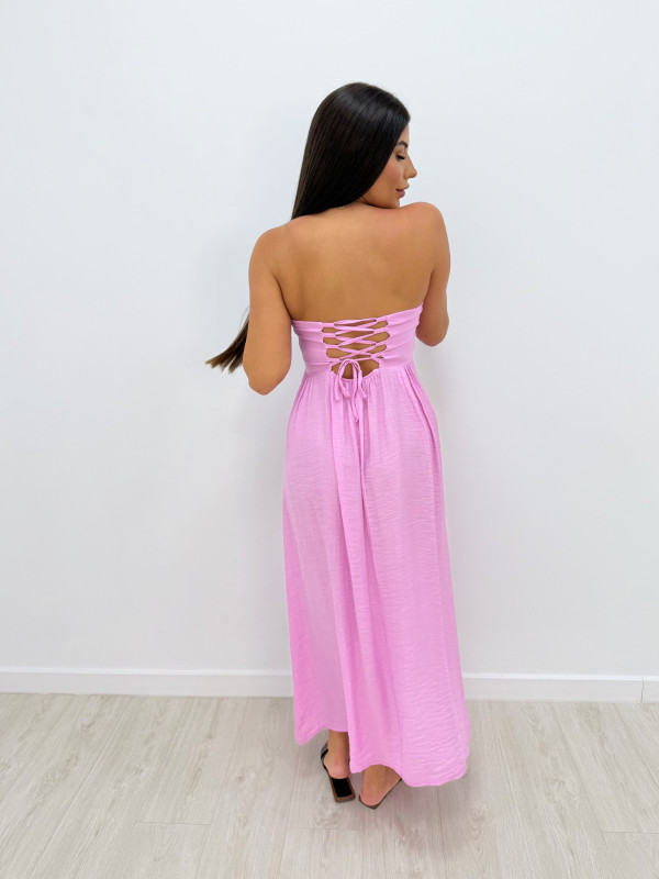 VESTIDO LARGO PALABRA DE HONOR ROSA