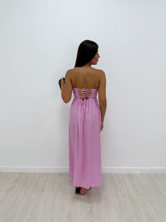 VESTIDO LARGO PALABRA DE HONOR ROSA
