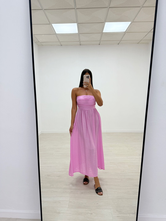 VESTIDO LARGO PALABRA DE HONOR ROSA