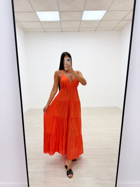 VESTIDO LARGO NARANJA