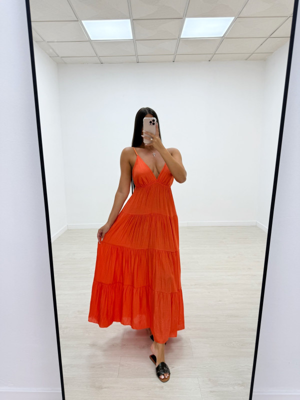 VESTIDO LARGO NARANJA